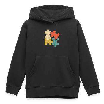 Puzzle Vintage Puzzles Rätsel - Kids Premium Organic Hoodie - black - Front - AI Model Kid Male (0cm)