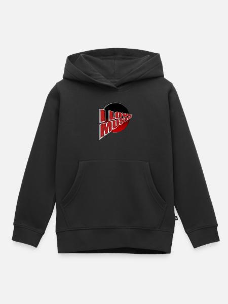 Ich liebe Musik - du auch? - Kinder Premium Organic Hoodie - Schwarz