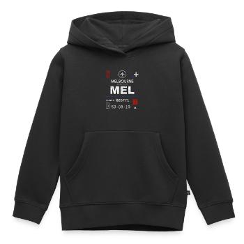 Etikett des Flughafens Melbourne - Kinder Premium Organic Hoodie - Schwarz - Vorne - AI Model Kid Male (0cm)