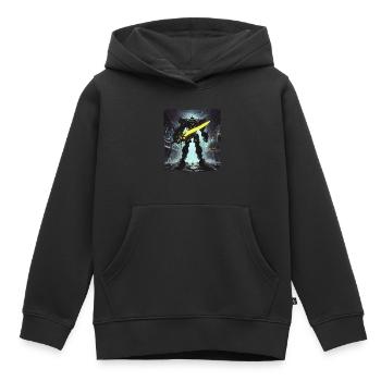 Futuriste Cyberpunk Mech Warrior Sci Fi Robot - Sweat Premium à capuche enfant bio - noir - Devant - AI Model Kid Male (0cm)