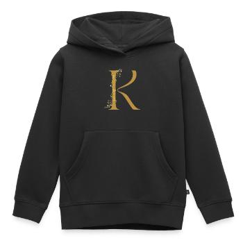 Buchstabe K mit schnörkel - Kinder Premium Organic Hoodie - Schwarz - Vorne - AI Model Kid Male (0cm)