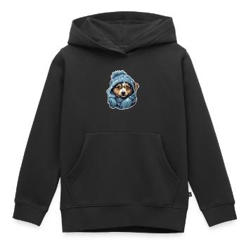 Winter dog with hat and scarf - Kids Premium Organic Hoodie - black - Front - AI Model Kid Male (0cm)