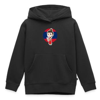 Laos Lao Drapeau Laotien éléphant Lao I cadeau - Sweat Premium à capuche enfant bio - noir - Devant - AI Model Kid Male (0cm)