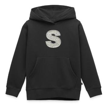 S, letter, initial, monogram, - Kinder Premium Organic Hoodie - Schwarz - Vorne - AI Model Kid Male (0cm)