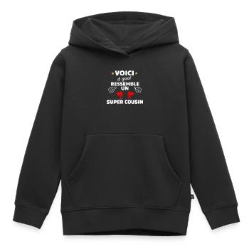 Amitié héroïque et humoristique - Sweat Premium à capuche enfant bio - noir - Devant - AI Model Kid Male (0cm)