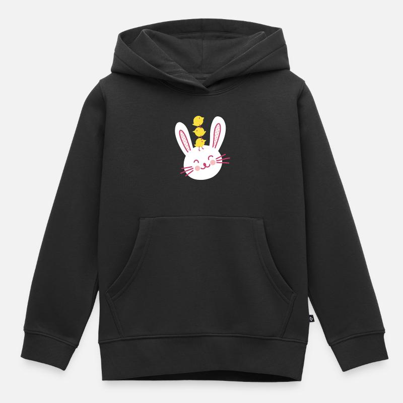 Easter Bunny and Three Cute Chicks - Kids Premium Organic Hoodie - black