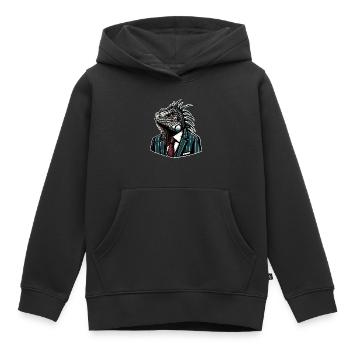 Iguana in a suit - Kids Premium Organic Hoodie - black - Front - AI Model Kid Male (0cm)