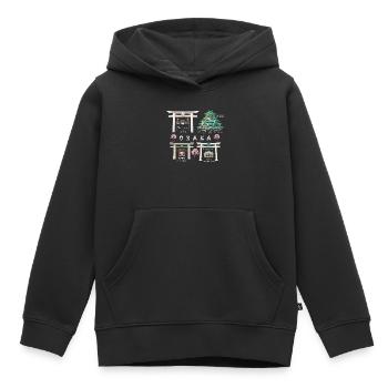 Château d’Osaka, Sanctuaires, Dessin Du Temple, Japon - Sweat Premium à capuche enfant bio - noir - Devant - AI Model Kid Male (0cm)