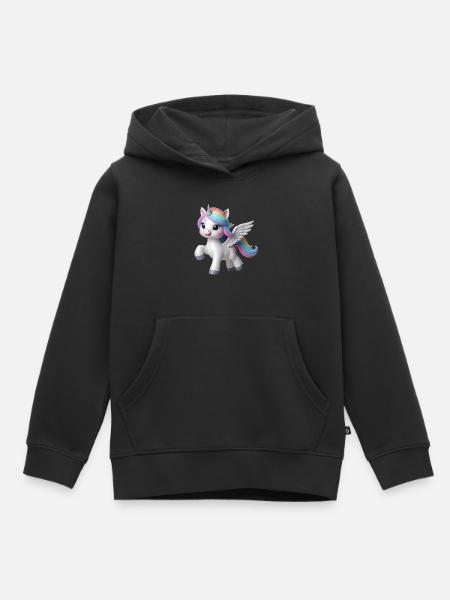 Einhorn 2 - Kinder Premium Organic Hoodie - Schwarz