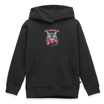 Rage Consumes Me Lustiges Katzenblümchen - Kinder Premium Organic Hoodie - Schwarz - Vorne - AI Model Kid Male (0cm)