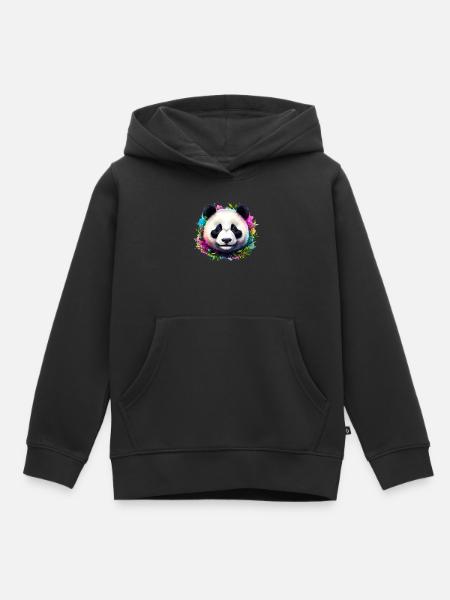 Panda - Kinder Premium Organic Hoodie - Schwarz