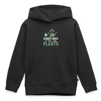 Parfois, je mouille mes plantes Jardinage botanique - Sweat Premium à capuche enfant bio - noir - Devant - AI Model Kid Male (0cm)