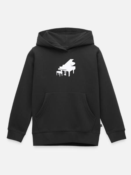 Piano Silhouette Monochrom - Kinder Premium Organic Hoodie - Schwarz