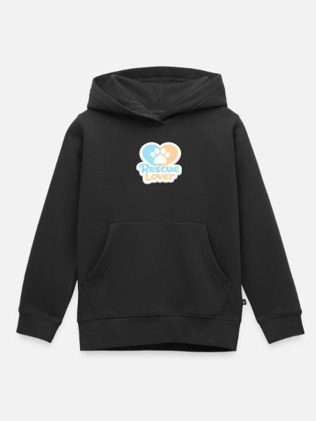 Rescue Lover Pfotenherz - Kinder Premium Organic Hoodie - Schwarz