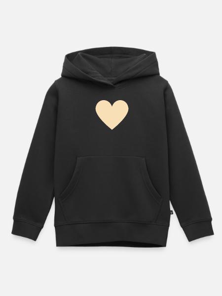 Beiges Herz - minimalistischer Look - Kinder Premium Organic Hoodie - Schwarz