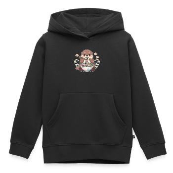 Loutre avec nouilles ramen - Sweat Premium à capuche enfant bio - noir - Devant - AI Model Kid Male (0cm)