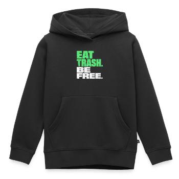 MANGER DES DÉCHETS SOIS LIBRE Dire une déclaration vintage - Sweat Premium à capuche enfant bio - noir - Devant - AI Model Kid Male (0cm)
