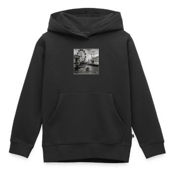 Verlassener Jahrmarkt Waschbär Retro Kirmes Animal - Kinder Premium Organic Hoodie - Schwarz - Vorne - AI Model Kid Male (0cm)