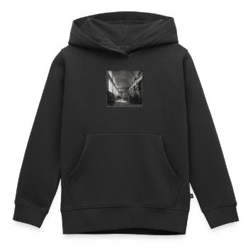 Lost Place Moose Art noir & blanc Crime animalier - Sweat Premium à capuche enfant bio - noir - Devant - AI Model Kid Male (0cm)