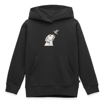 Motif des chiens crayons du colibri labrador - Sweat Premium à capuche enfant bio - noir - Devant - AI Model Kid Male (0cm)