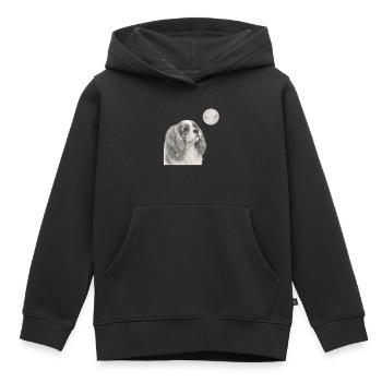 Motif rétro du chien Cavalier King Charles Spaniel - Sweat Premium à capuche enfant bio - noir - Devant - AI Model Kid Male (0cm)