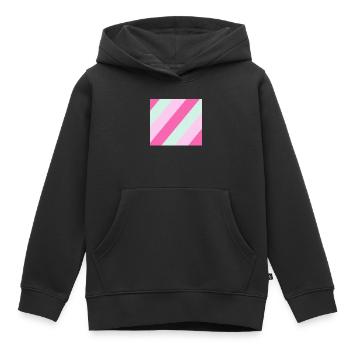 Cascade de bandes diagonales pastel - Sweat Premium à capuche enfant bio - noir - Devant - AI Model Kid Male (0cm)