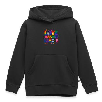 Love Has No Labels Regenbogen Pride Spruch - Kinder Premium Organic Hoodie - Schwarz - Vorne - AI Model Kid Male (0cm)