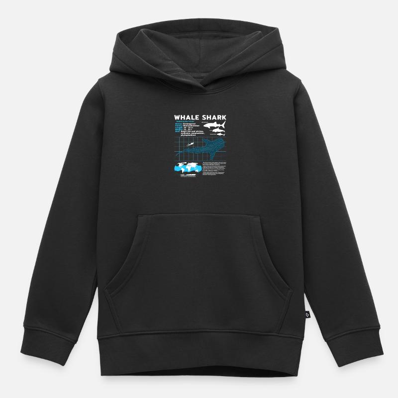 Fiche technique whale shark - Sweat Premium à capuche enfant bio - noir