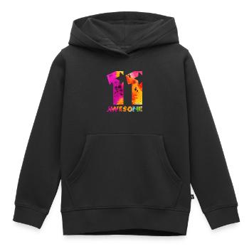 GÉNIAL 11ÈME ANNIVERSAIRE LICORNE 11 ANS - Sweat Premium à capuche enfant bio - noir - Devant - AI Model Kid Male (0cm)