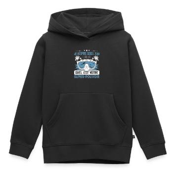 Je Respire Sous L'eau Quel Est Votre Super Pouvoir - Sweat Premium à capuche enfant bio - noir - Devant - AI Model Kid Male (0cm)