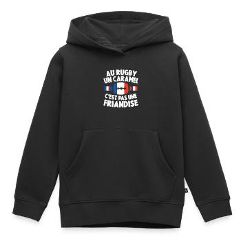 Au Rugby Un Caramel C'est Pas Une Friandise Cadeau - Sweat Premium à capuche enfant bio - noir - Devant - AI Model Kid Male (0cm)