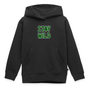 RESTEZ SAUVAGE - Sweat Premium à capuche enfant bio - noir - Devant - AI Model Kid Male (0cm)