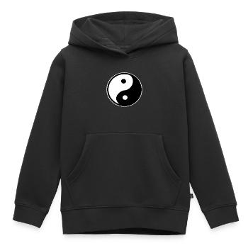 Ying Yang - Sweat Premium à capuche enfant bio - noir - Devant - AI Model Kid Male (0cm)
