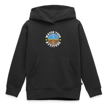 Watch Your Attitude - Pilot - Kinder Premium Organic Hoodie - Schwarz - Vorne - AI Model Kid Male (0cm)