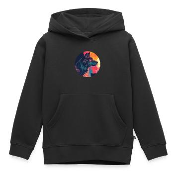 Wolf, Wildhund, Grauer Wolf, Canis lupus - Kinder Premium Organic Hoodie - Schwarz - Vorne - AI Model Kid Male (0cm)