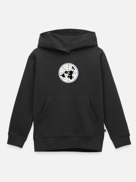 Terre plate | Carte de la Terre plate | Couleurs changeantes - Sweat Premium à capuche enfant bio - noir