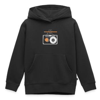 Kassette mit Bleistift - Kinder Premium Organic Hoodie - Schwarz - Vorne - AI Model Kid Male (0cm)