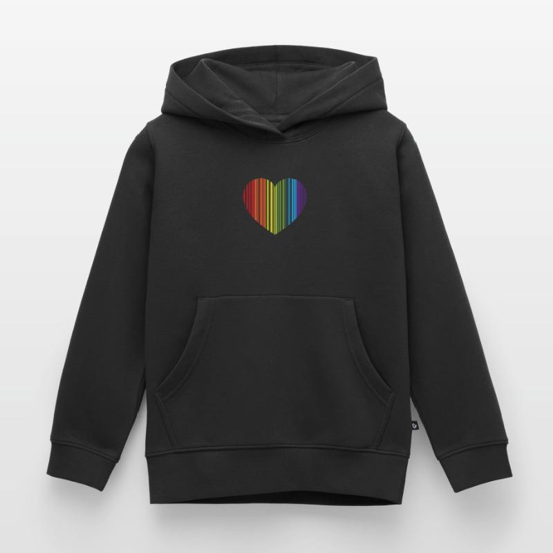 REGENBOGEN BARCODE HERZ - RAINBOW BARCODE HEART Kinder Premium Organic Hoodie
