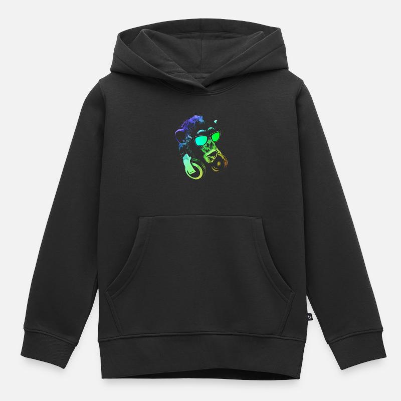 Affe DJ - Kinder Premium Organic Hoodie - Schwarz