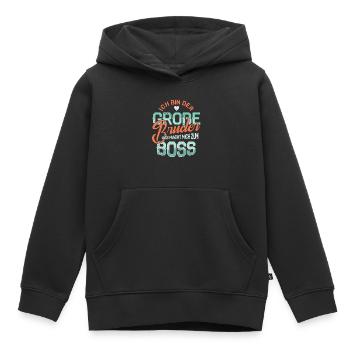 Big brother patron enfant naissance la grossesse - Sweat Premium à capuche enfant bio - noir - Devant - AI Model Kid Male (0cm)