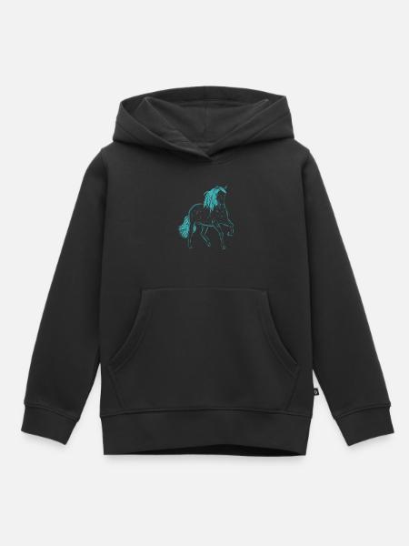 Pferd - Kinder Premium Organic Hoodie - Schwarz