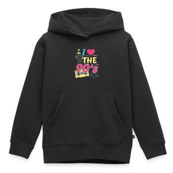 Rétro I Love 90s Outfit Heart Party Gifts - Sweat Premium à capuche enfant bio - noir - Devant - AI Model Kid Male (0cm)