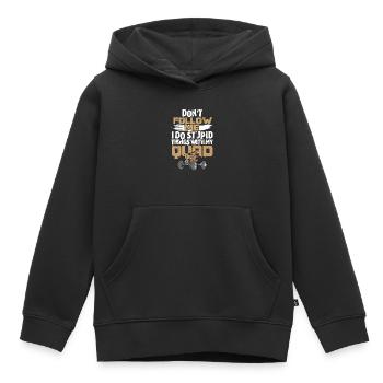 Quad - Kids Premium Organic Hoodie - black - Front - AI Model Kid Male (0cm)