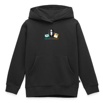 Never Forget Kassetten Disketten Audiokassetten - Kinder Premium Organic Hoodie - Schwarz - Vorne - AI Model Kid Male (0cm)