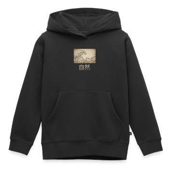 Dark Academia Aesthetic Great Wave Off Kanagawa - Kids Premium Organic Hoodie - black - Front - AI Model Kid Male (0cm)