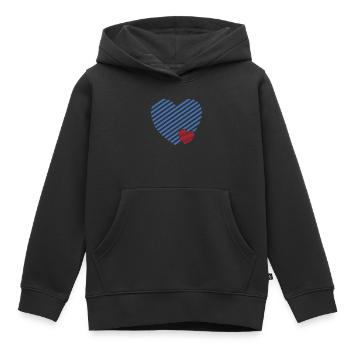 Doppel Herz - Design textile Geschenkidee - Kinder Premium Organic Hoodie - Schwarz - Vorne - AI Model Kid Male (0cm)