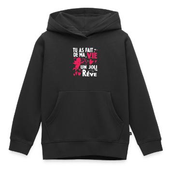Couple Amoureux Saint Valentin - Sweat Premium à capuche enfant bio - noir - Devant - AI Model Kid Male (0cm)