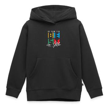 Er sah das Beste in mir - Christian Clothing - Kinder Premium Organic Hoodie - Schwarz - Vorne - AI Model Kid Male (0cm)
