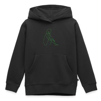 Dessin au trait silhouette féminine Visages féminins visage - Sweat Premium à capuche enfant bio - noir - Devant - AI Model Kid Male (0cm)