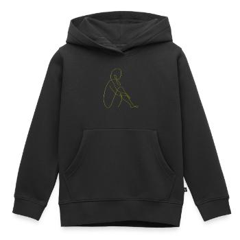 Dessin au trait silhouette féminine Visages féminins visage - Sweat Premium à capuche enfant bio - noir - Devant - AI Model Kid Male (0cm)